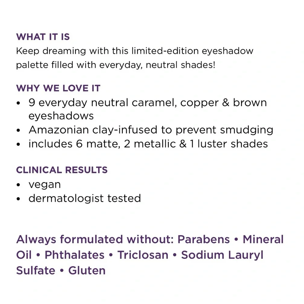 NIB Tarte Dream Always Eyeshadow Palette